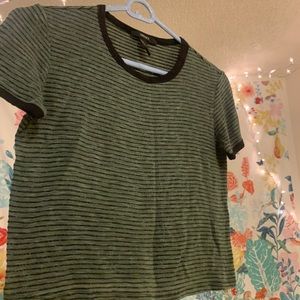 Green Cropped Vintage Striped Tee